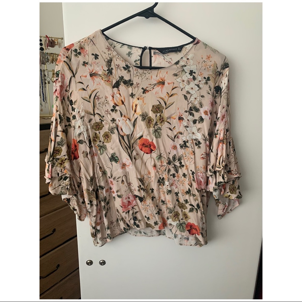 Pink floral blouse